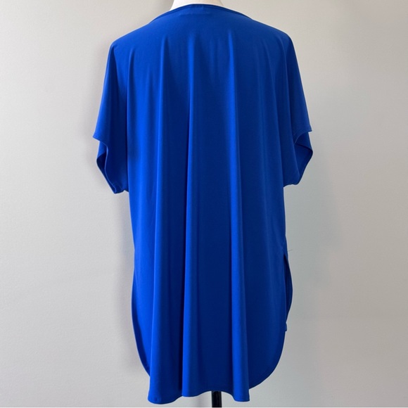Cato Women’s 18/20W Royal Blue Tunic Top Side Slit Short Sleeve Casual Boss Lady - Picture 4 of 8